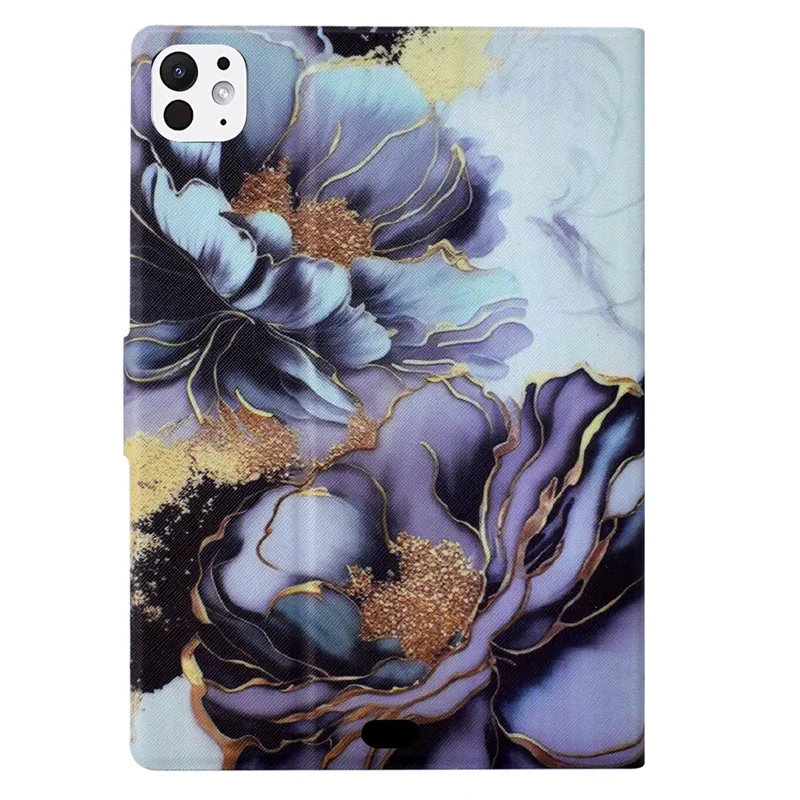 For iPad Pro 11 (2025) / (2024) Case Pattern Leather Tablet Protective Cover Auto Sleep / Wake - Peony Flower