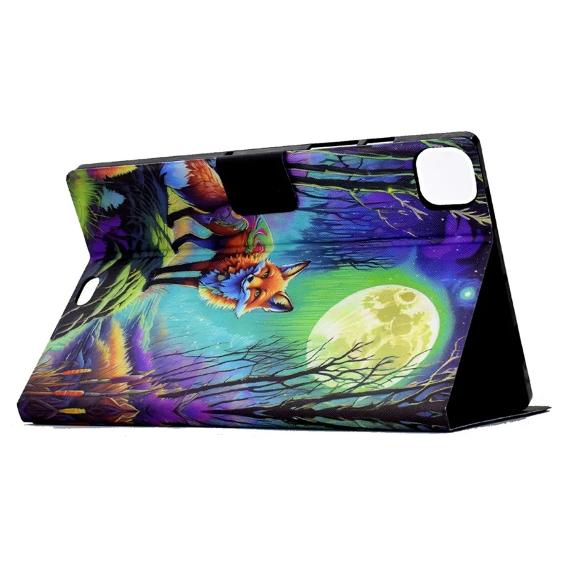 Funda para iPad Pro 11 (2024) Patrón de Cuero Cubierta Protectora de Tableta Sueño / Despertar Automático - Zorro Luz de Luna