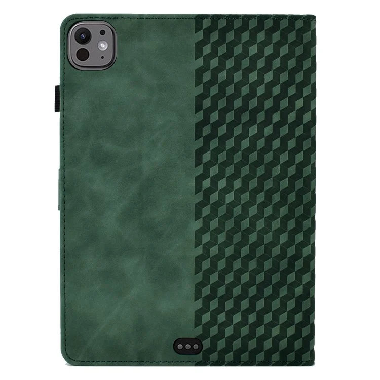 Custodia per iPad Pro 11 (2024) A3, Slot per Schede, Copertura in Pelle, Motivo a Blocchi - Verde