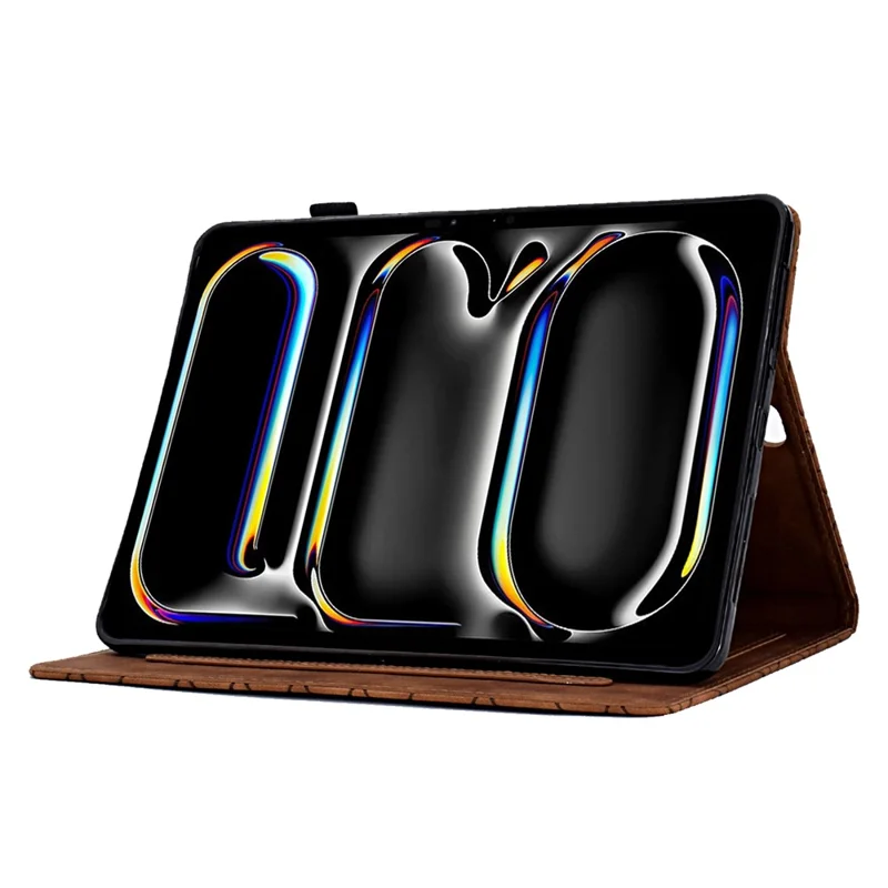 A6 For iPad Pro 11 (2025) / (2024) Case Card Slots Stand Rhombus Auto Wake  /  Sleep Leather Tablet Cover - Brown