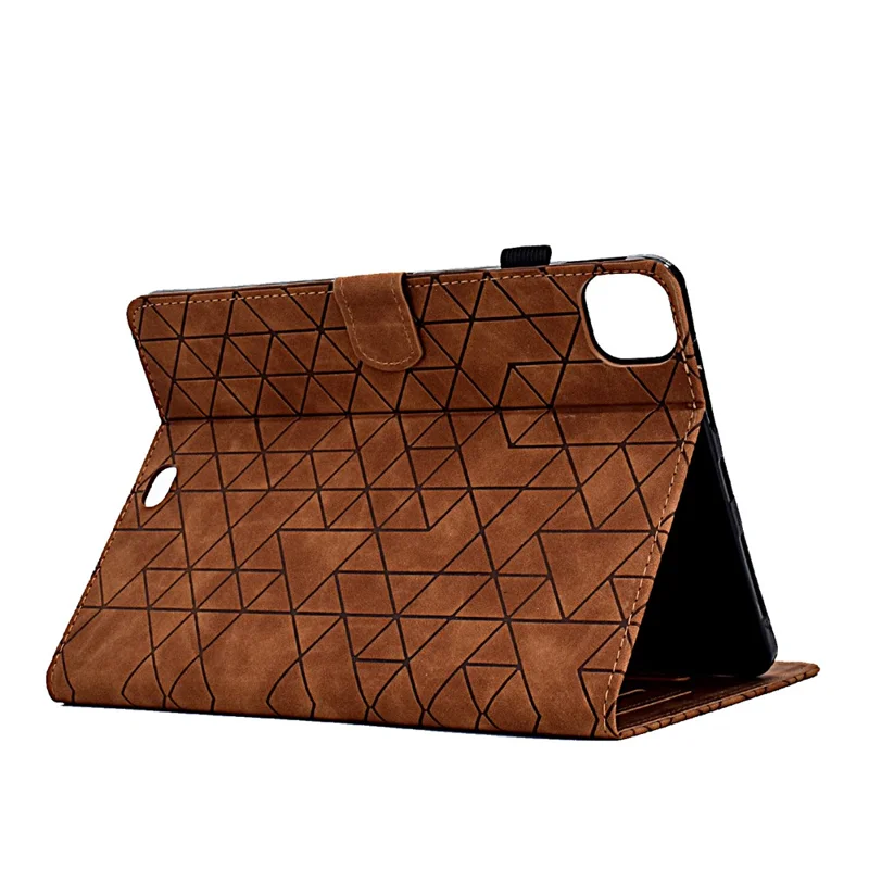 A6 For iPad Pro 11 (2025) / (2024) Case Card Slots Stand Rhombus Auto Wake  /  Sleep Leather Tablet Cover - Brown