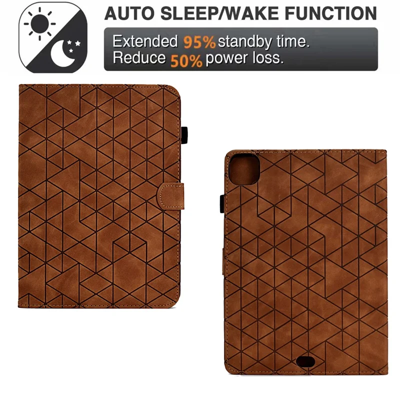 A6 For iPad Pro 11 (2025) / (2024) Case Card Slots Stand Rhombus Auto Wake  /  Sleep Leather Tablet Cover - Brown