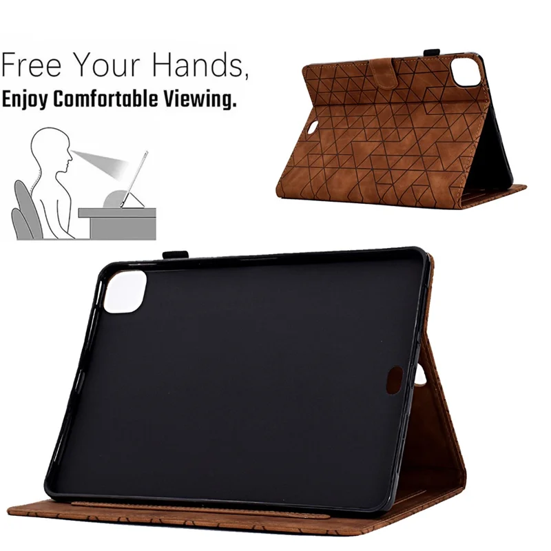 A6 For iPad Pro 11 (2025) / (2024) Case Card Slots Stand Rhombus Auto Wake  /  Sleep Leather Tablet Cover - Brown