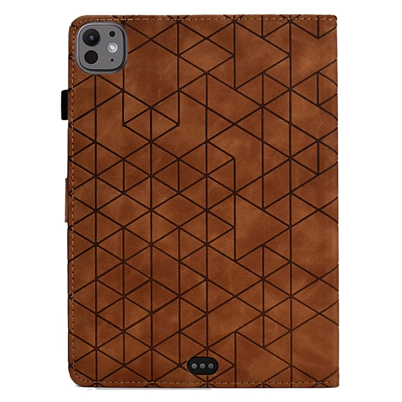 A6 For iPad Pro 11 (2025) / (2024) Case Card Slots Stand Rhombus Auto Wake  /  Sleep Leather Tablet Cover - Brown