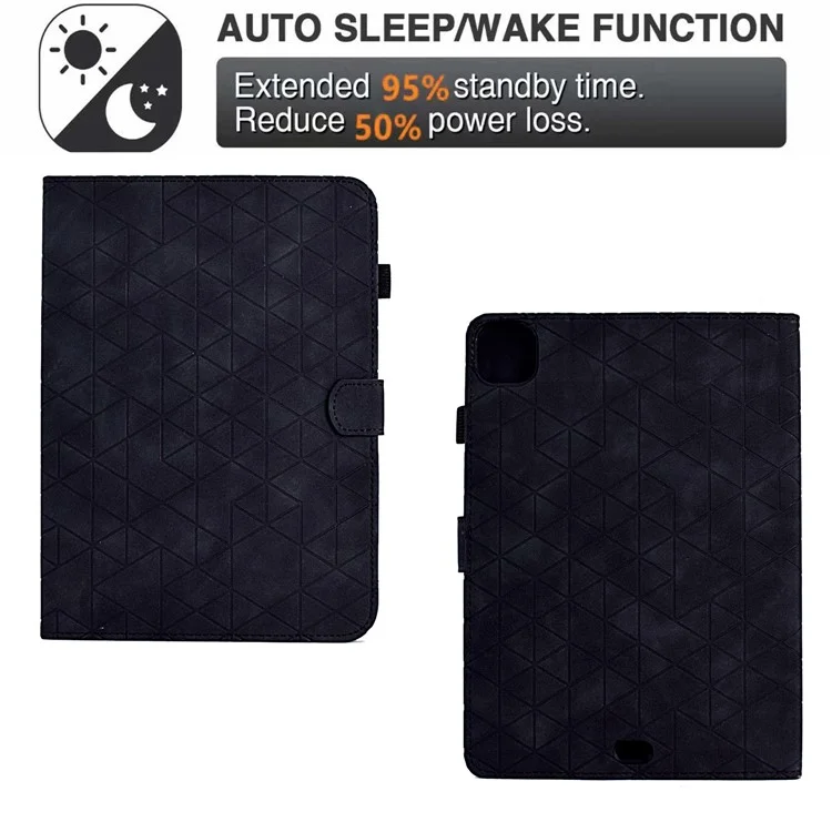 Capa A6 para iPad Pro 11 (2024) com Slots para Cartões, Suporte, Auto Wake/Sleep, Cobertura de Tablet de Couro Imitado - Preto