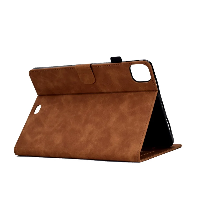 A4 For iPad Pro 11 (2025) / (2024) Case Flower Butterfly Imprinted Card Slots Leather Cover - Brown