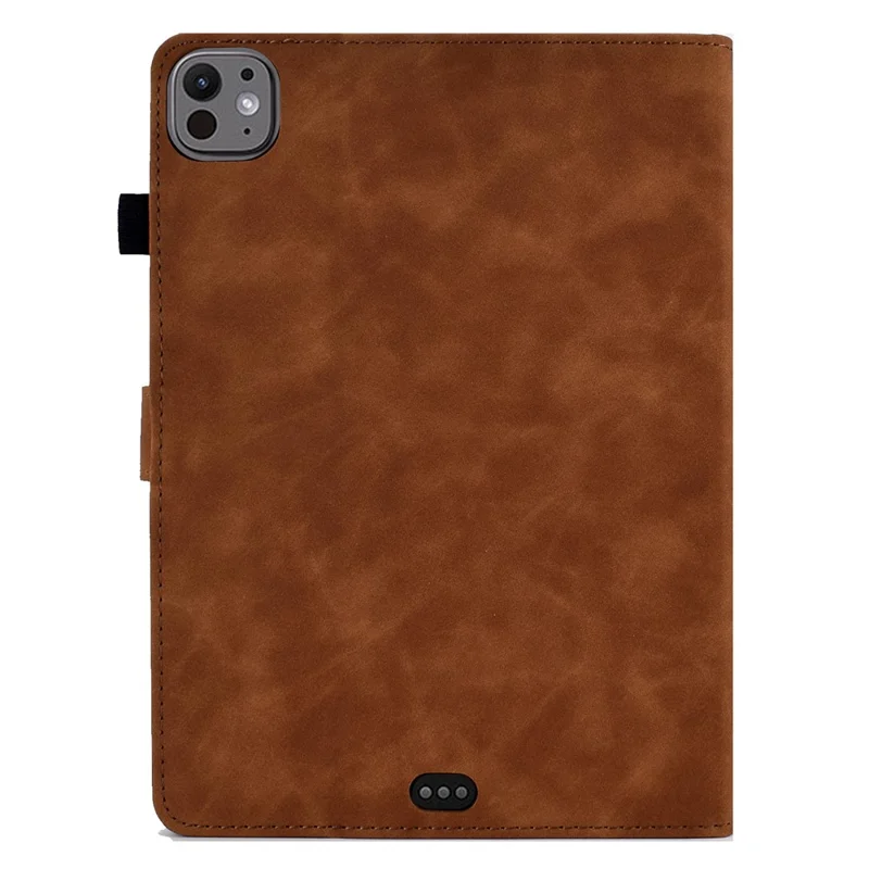A4 For iPad Pro 11 (2025) / (2024) Case Flower Butterfly Imprinted Card Slots Leather Cover - Brown