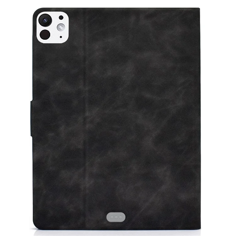 For iPad Pro 11 (2024) Case Cowhide Texture Leather Tablet Cover Multi-Angle Viewing - Black