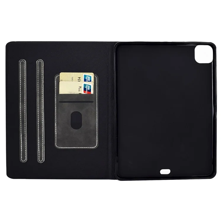 For iPad Pro 11 (2024) Case Cowhide Texture Leather Tablet Cover Multi-Angle Viewing - Black