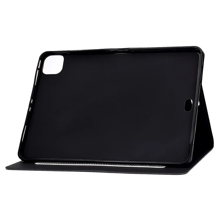 For iPad Pro 11 (2024) Case Cowhide Texture Leather Tablet Cover Multi-Angle Viewing - Black