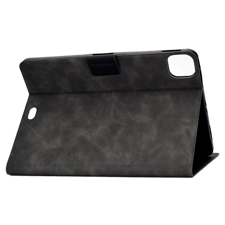 For iPad Pro 11 (2024) Case Cowhide Texture Leather Tablet Cover Multi-Angle Viewing - Black