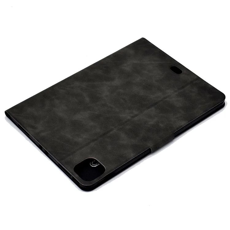 For iPad Pro 11 (2024) Case Cowhide Texture Leather Tablet Cover Multi-Angle Viewing - Black