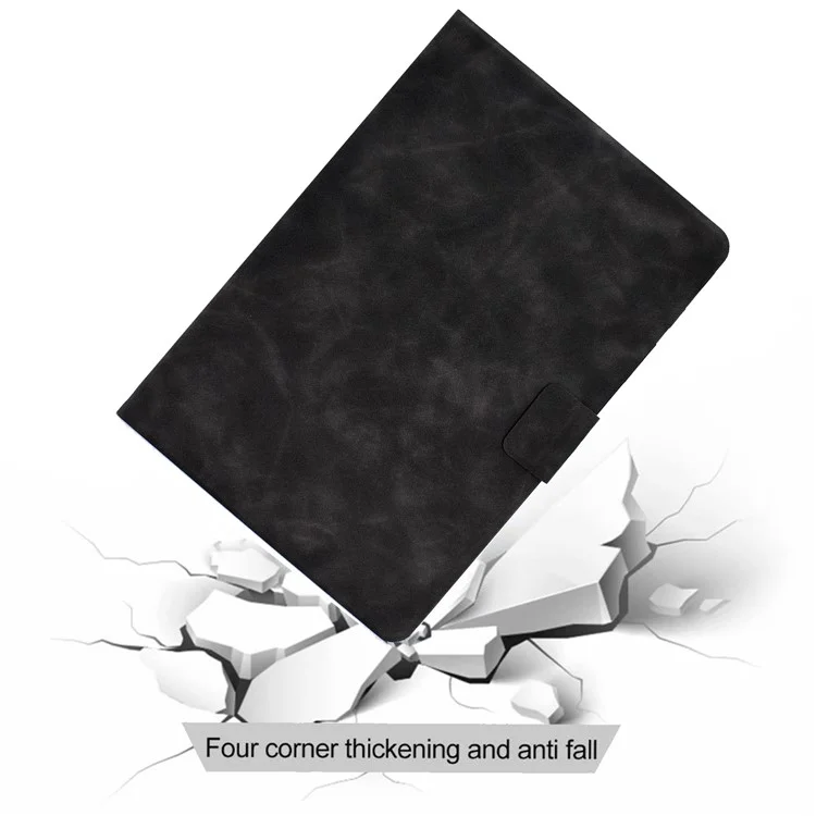 For iPad Pro 11 (2024) Case Cowhide Texture Leather Tablet Cover Multi-Angle Viewing - Black