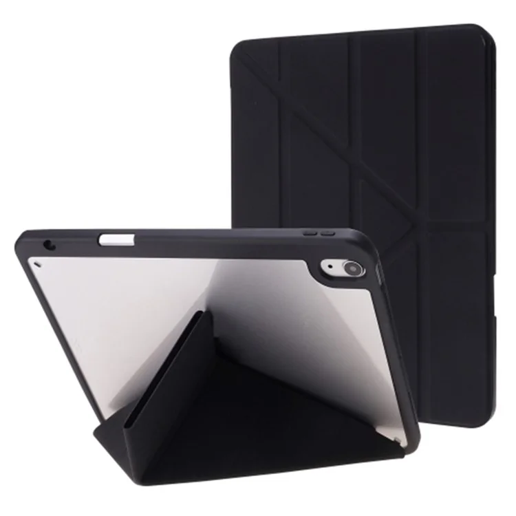 Per iPad Air 11 (2024) Custodia Origami Stand PU Leather+TPU+Acrilico Colore Solido Custodia Tablet - Nero