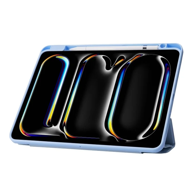 Per iPad Air 11 (2024) Custodia Origami Stand PU Leather+TPU+Acrilico Colore Solido Custodia Tablet - Nero