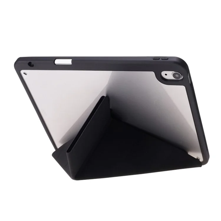 Per iPad Air 11 (2024) Custodia Origami Stand PU Leather+TPU+Acrilico Colore Solido Custodia Tablet - Nero