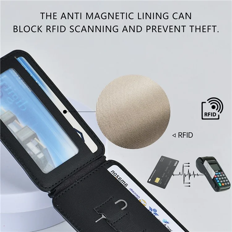WIWU MV-003 Bloqueo RFID Soporte de tarjeta de cuero PU magnético