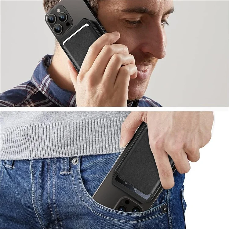 WIWU MV-003 Bloqueo RFID Soporte de tarjeta de cuero PU magnético