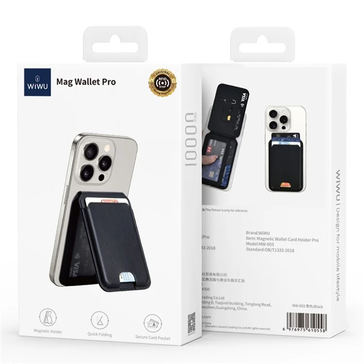 WIWU MV-003 Bloqueo RFID Soporte de tarjeta de cuero PU magnético