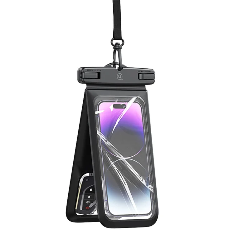 USAMS YD014 IP68 wasserdichte Handytasche mit Doppelfach - Große PVC-Handytasche - Schwarz