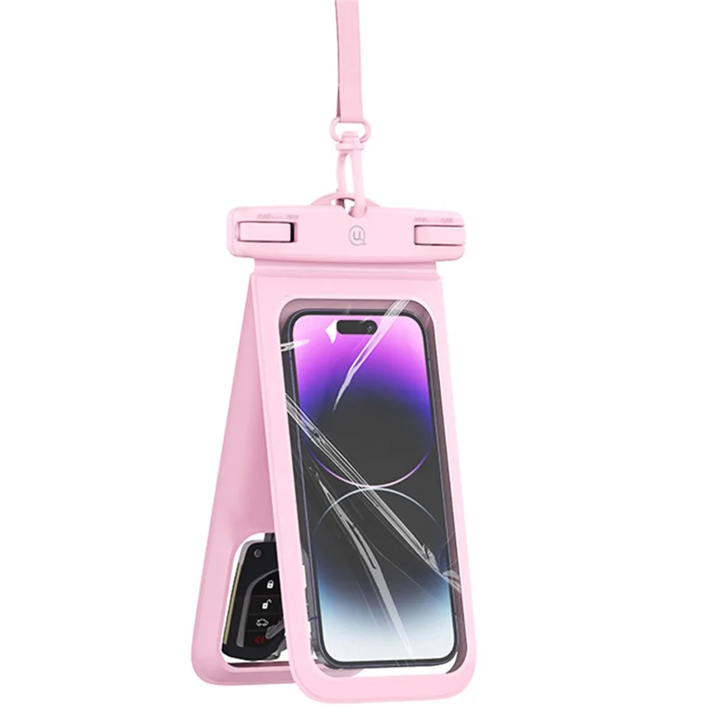 USAMS YD014 IP68 Waterproof Phone Pouch Double Space Large PVC Phone Bag Holder - Pink
