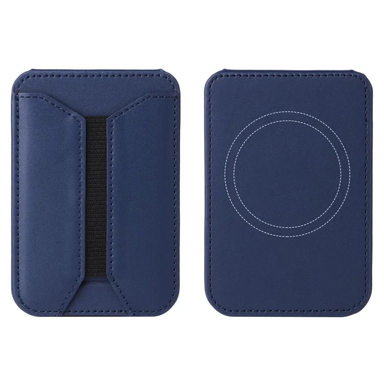 Porta-cartões magnético de couro sintético G056 para celular com suporte - Azul Escuro