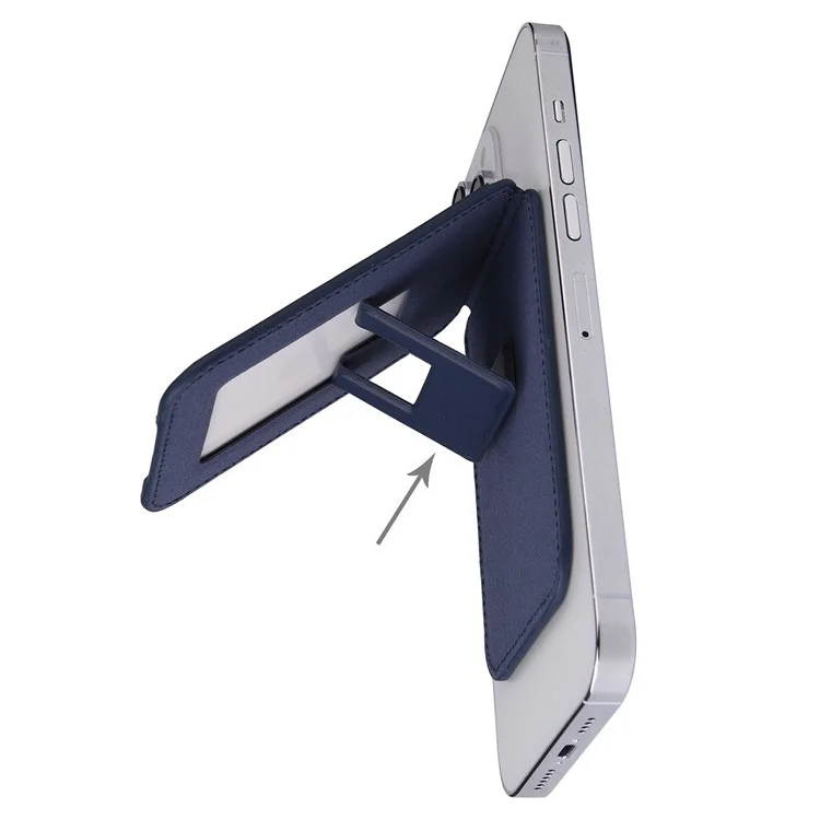 Porta-cartões magnético de couro sintético G056 para celular com suporte - Azul Escuro