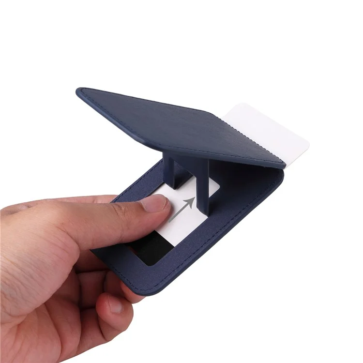 Porta-cartões magnético de couro sintético G056 para celular com suporte - Azul Escuro