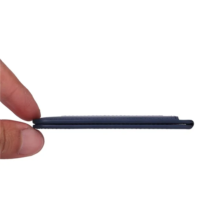 Porta-cartões magnético de couro sintético G056 para celular com suporte - Azul Escuro