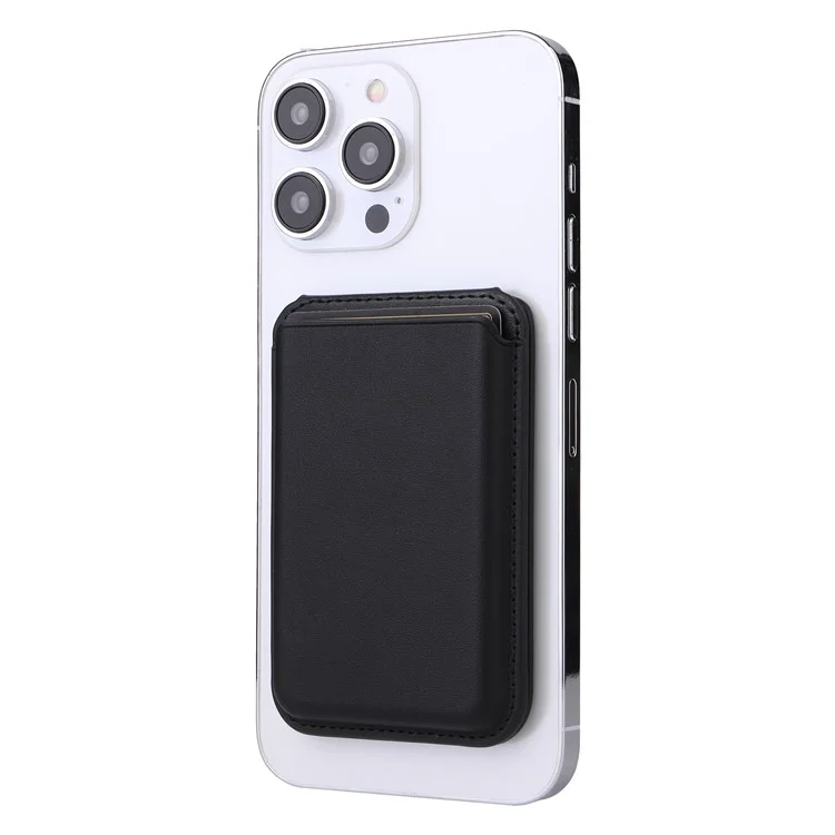 G057 Supporto per Carte Magnetiche per Retro del Telefono in Pelle PU con Supporto - Nero