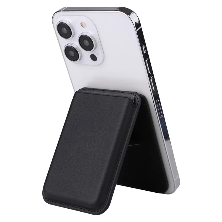 G057 Supporto per Carte Magnetiche per Retro del Telefono in Pelle PU con Supporto - Nero