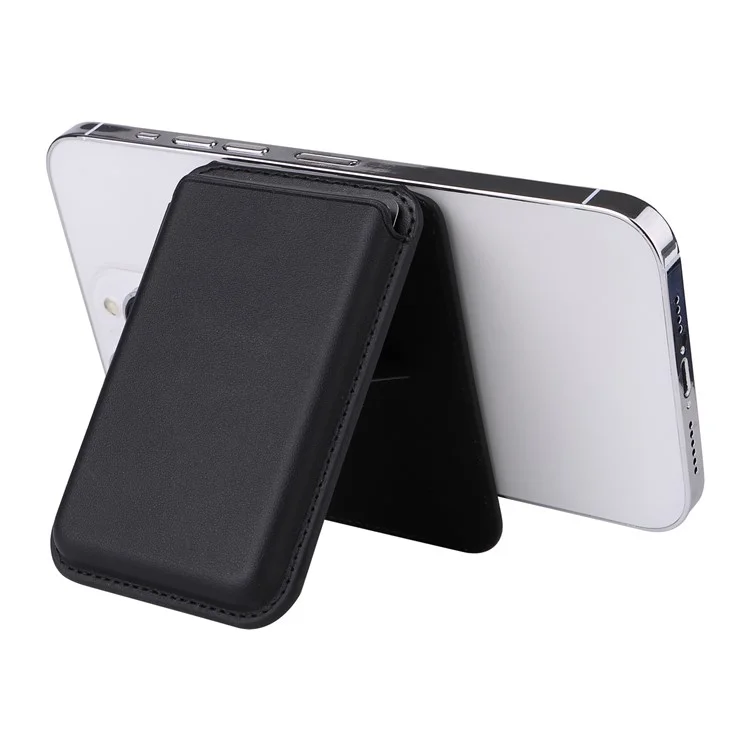 G057 Supporto per Carte Magnetiche per Retro del Telefono in Pelle PU con Supporto - Nero
