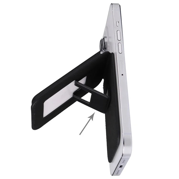 G057 Supporto per Carte Magnetiche per Retro del Telefono in Pelle PU con Supporto - Nero