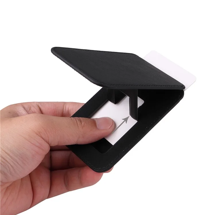 G057 Supporto per Carte Magnetiche per Retro del Telefono in Pelle PU con Supporto - Nero