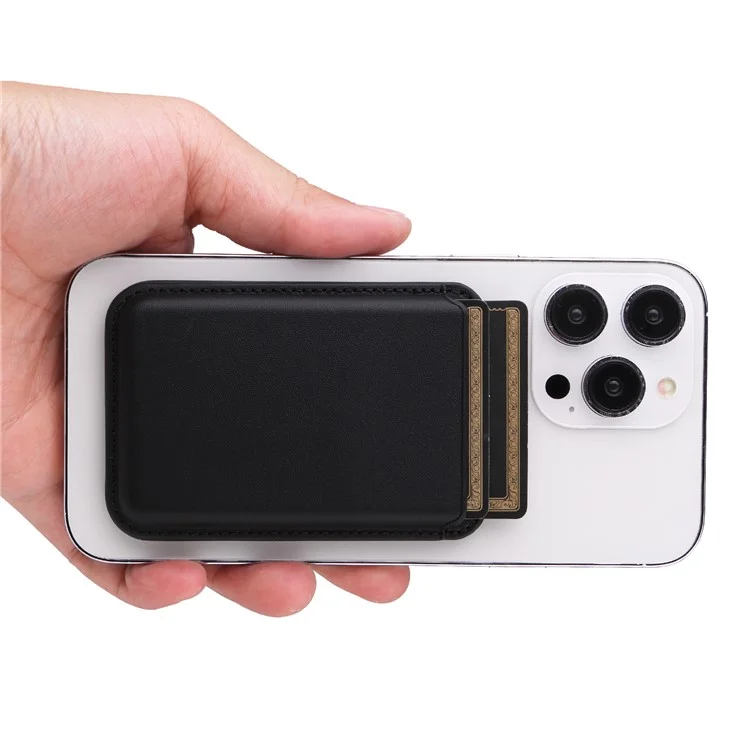 G057 Supporto per Carte Magnetiche per Retro del Telefono in Pelle PU con Supporto - Nero