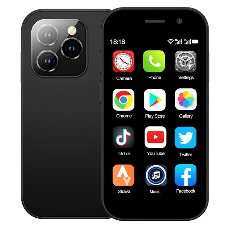 KING8000 3-Zoll 2+16GB Dual-SIM Ultra-Mini 4G-Smartphone - Schwarz