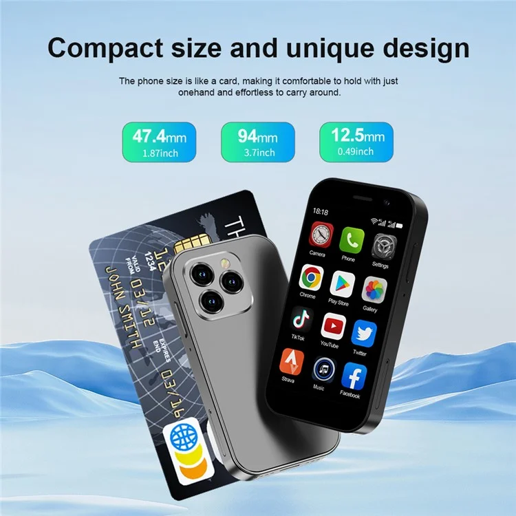 KING8000 3-Zoll 2+16GB Dual-SIM Ultra-Mini 4G-Smartphone - Schwarz
