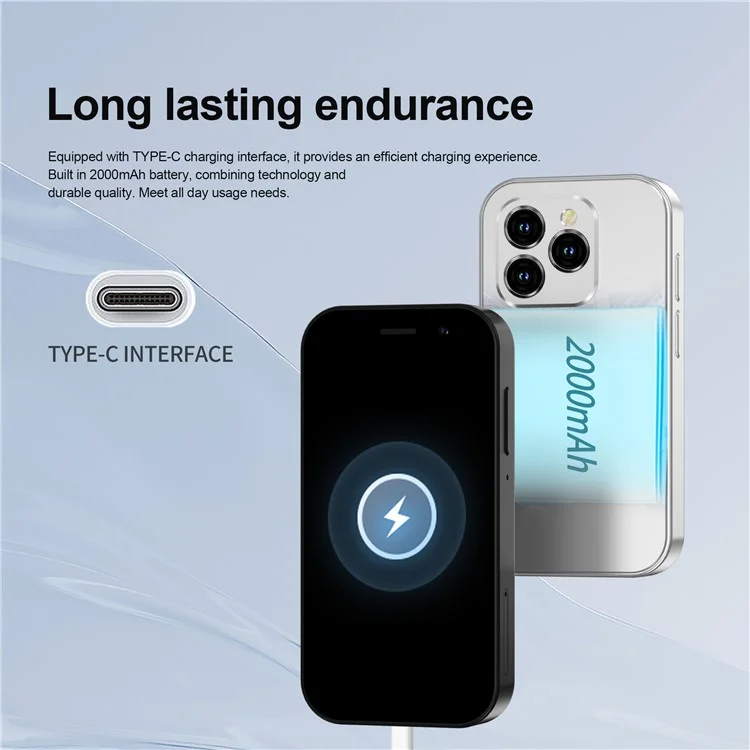KING8000 3-Zoll 2+16GB Dual-SIM Ultra-Mini 4G-Smartphone - Schwarz