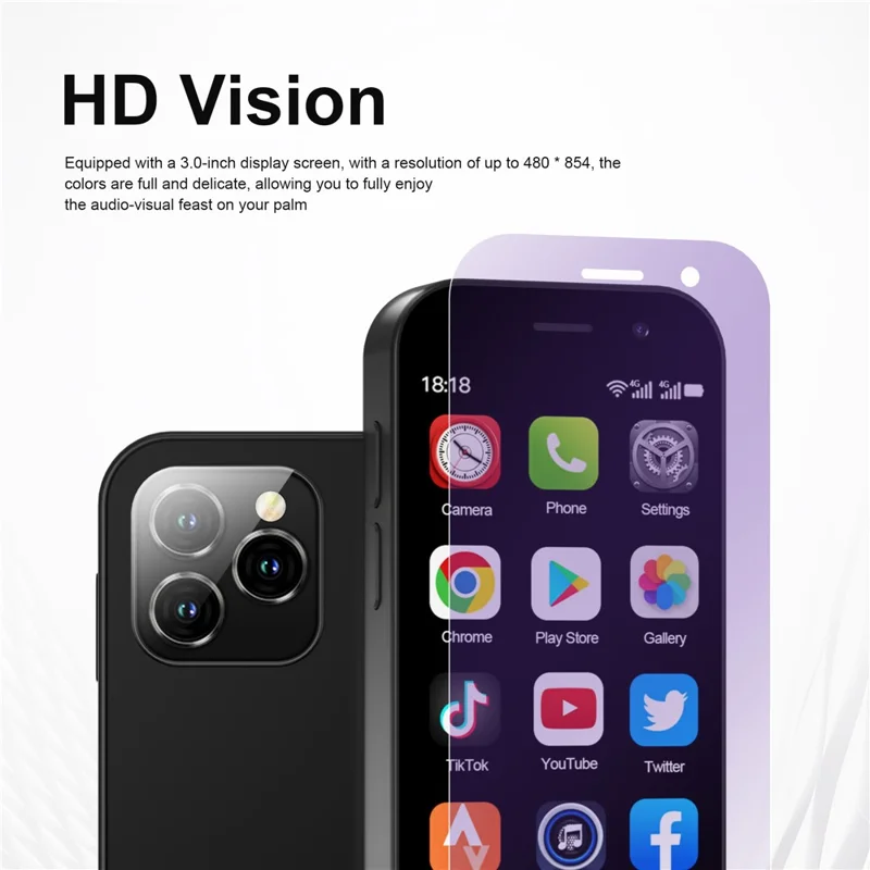 KING8000 3-Inch 2+16GB Dual SIM Ultra Mini 4G Smartphone - Purple