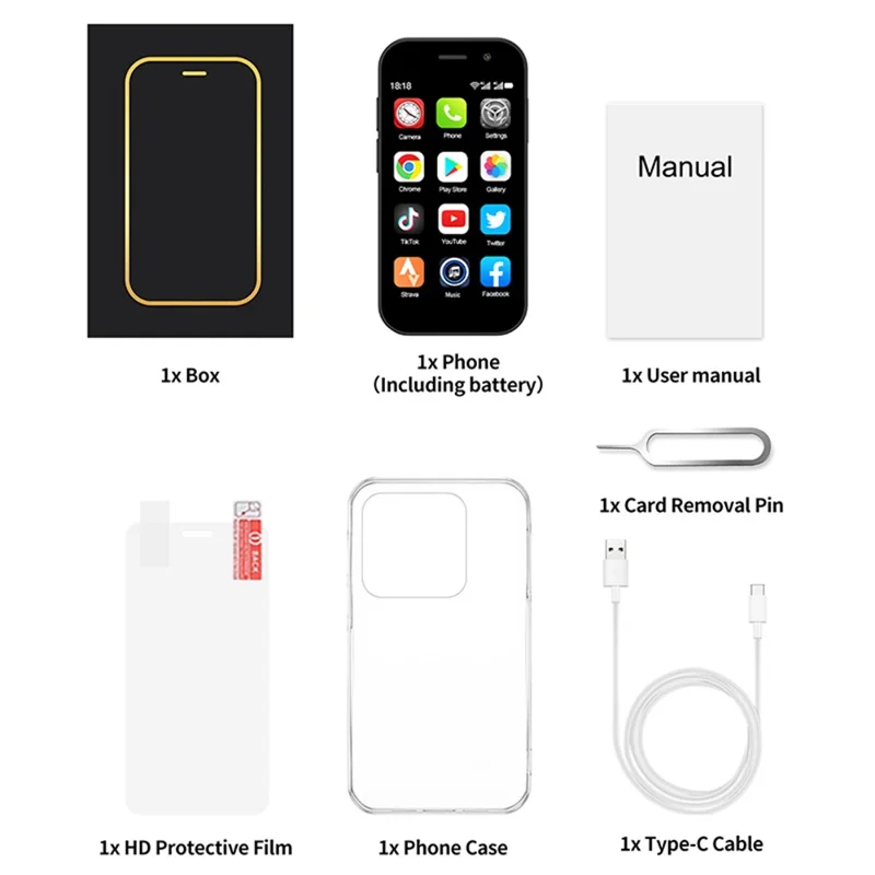 KING8000 3-Inch 2+16GB Dual SIM Ultra Mini 4G Smartphone - Purple