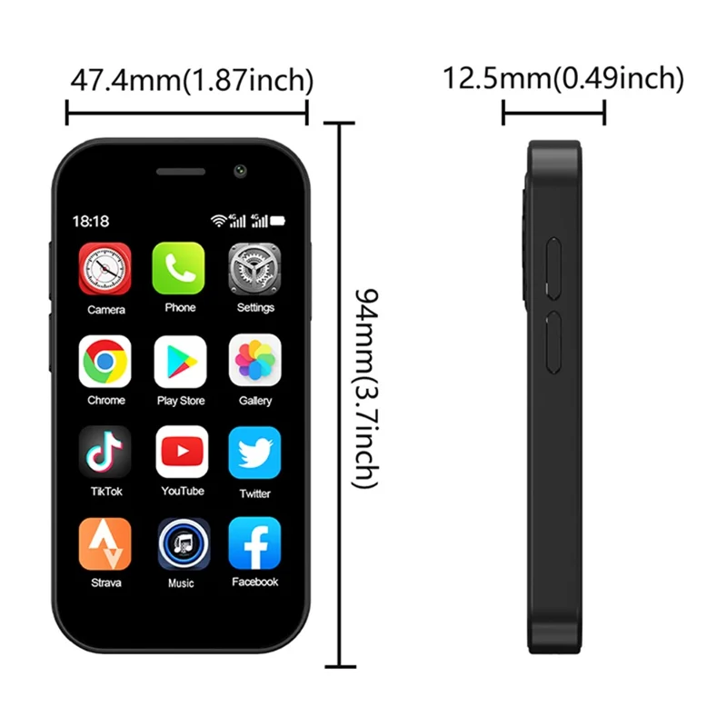 KING8000 3-Inch 2+16GB Dual SIM Ultra Mini 4G Smartphone - Purple