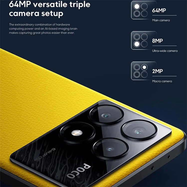 Xiaomi Poco X6 Pro 5G 12GB+512GB, Amoled da 6,67 Pollici, Dimenità 8300 Ultra, 64 Mp, Versione ue Versione 5G - Grigio