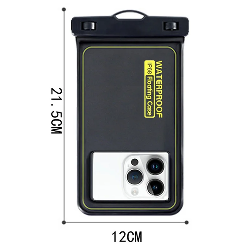011 IP68 Waterproof Touch Screen Floating Phone Bag for Phones Below 7-inch, Size S - Black+Yellow Line