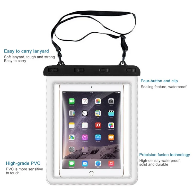 td18 IPX8 Bolsa Impermeable Transparente PVC Funda Táctil para Tableta, 23x26.5cm - Blanco