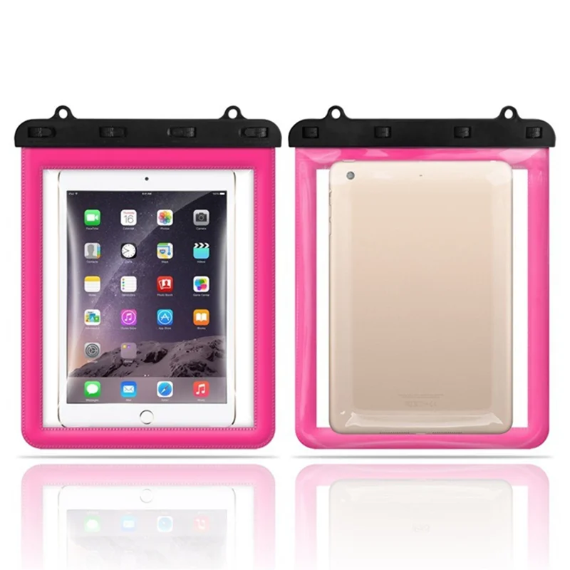 td18 IPX8 Waterproof Bag Clear PVC Tablet Touch Screen Underwater Pouch, 23x26.5cm - Rose