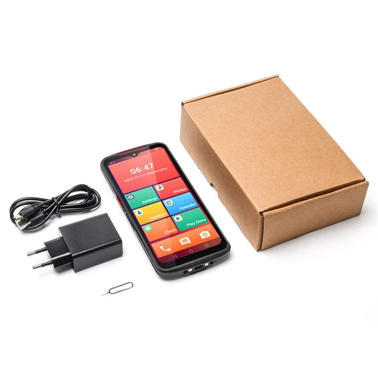 UNIWA NR6503 Smartphone Android 13 5G da 6,52 pollici con lettore di codici QR, supporto NFC, 8GB+128GB - Nero / Spina EU
