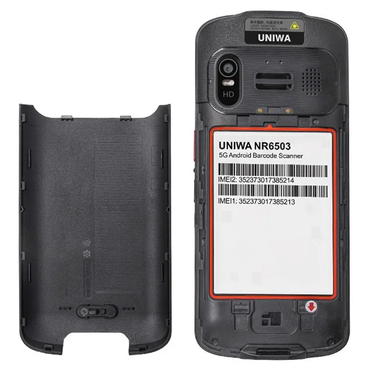 UNIWA NR6503 Smartphone Android 13 5G da 6,52 pollici con lettore di codici QR, supporto NFC, 8GB+128GB - Nero / Spina EU