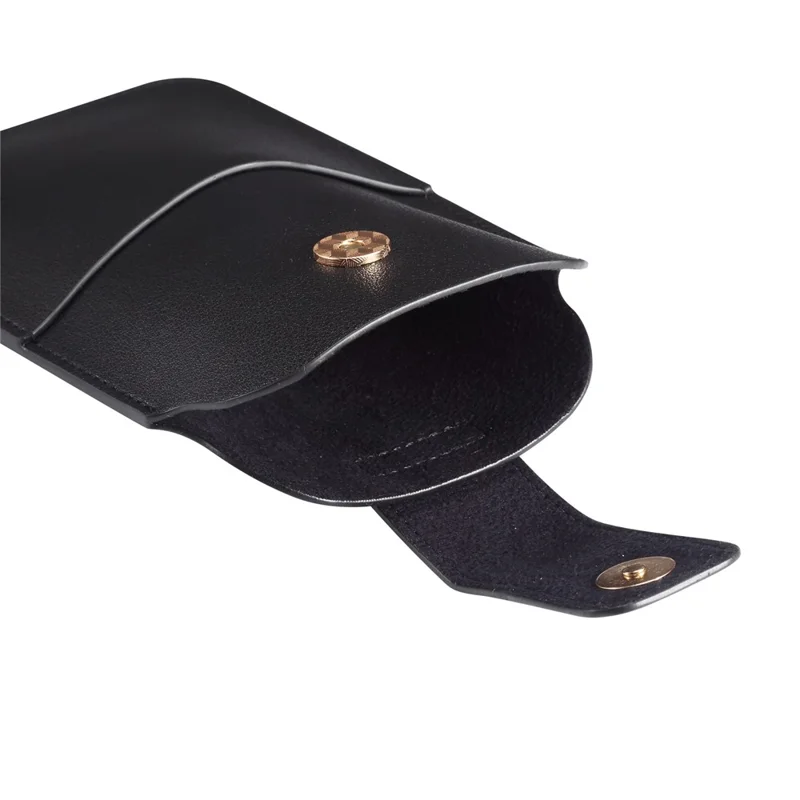 5.4-6.1 Inch Phone Storage Pouch Ultra Thin Microfiber Leather Waist Bag for iPhone 17 / 17 Pro / 16 / 16 Pro / Samsung Galaxy S26 / S25, Size S - Black