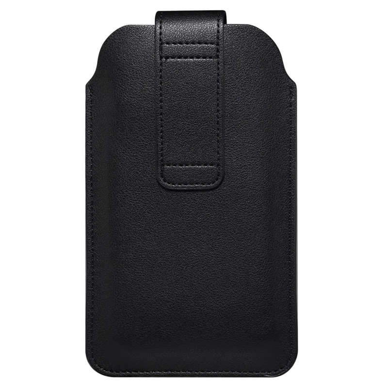 5.4-6.1 Inch Phone Storage Pouch Ultra Thin Microfiber Leather Waist Bag for iPhone 17 / 17 Pro / 16 / 16 Pro / Samsung Galaxy S26 / S25, Size S - Black
