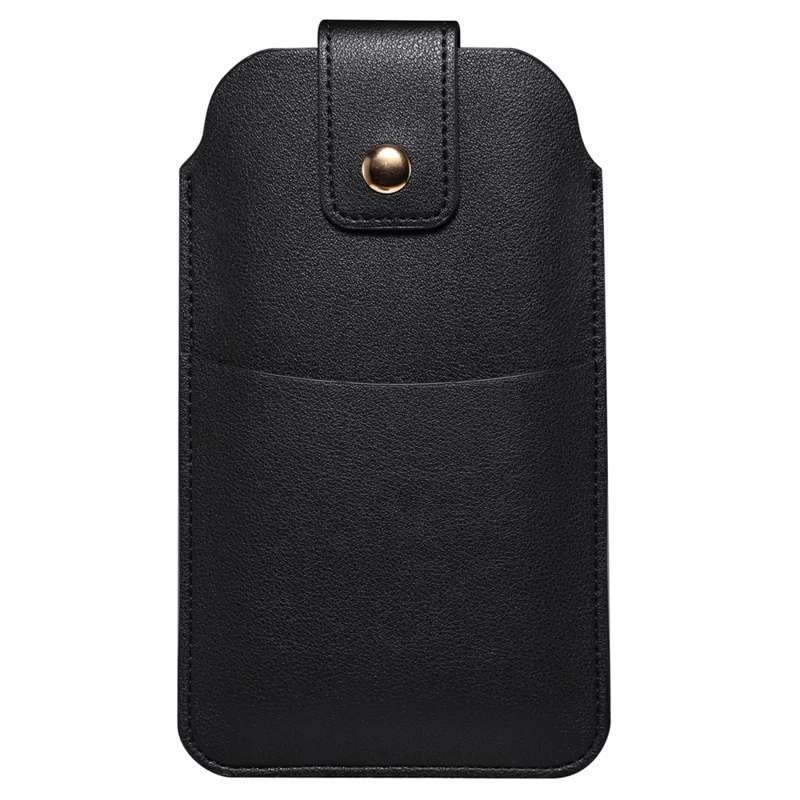 5.4-6.1 Inch Phone Storage Pouch Ultra Thin Microfiber Leather Waist Bag for iPhone 17 / 17 Pro / 16 / 16 Pro / Samsung Galaxy S26 / S25, Size S - Black